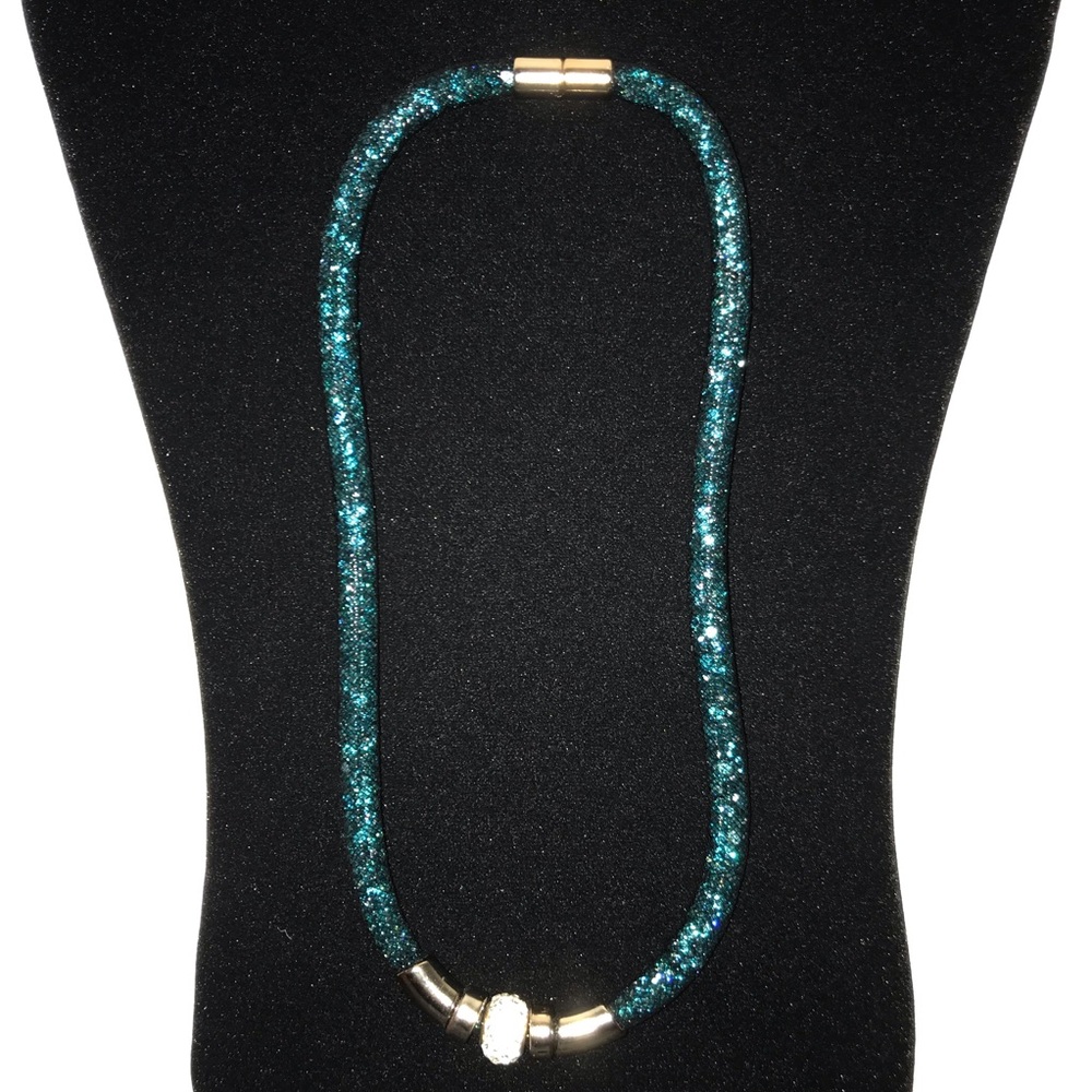 Turquoise Rhinestone Rope Necklace - Picture 4 of 5